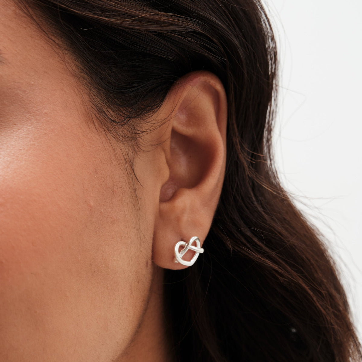Simply Silver Sterling Silver 925 Open Crossover Heart Stud Earrings