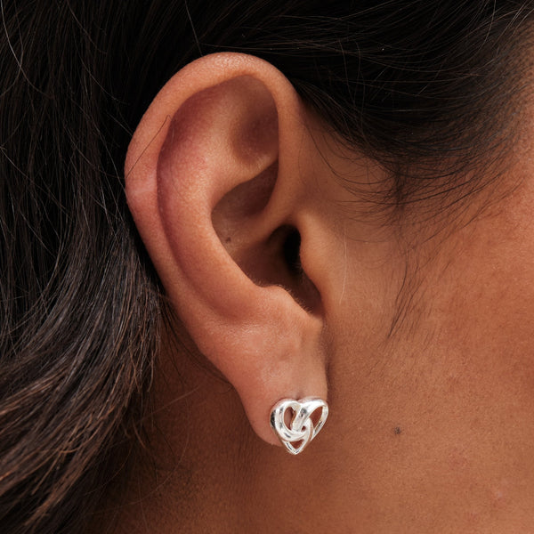 Simply Silver Sterling Silver 925 Knotted Heart Stud Earrings