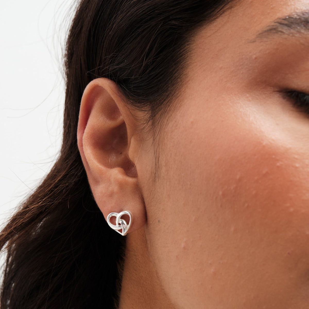 Simply Silver Sterling Silver 925 Knotted Heart Stud Earrings