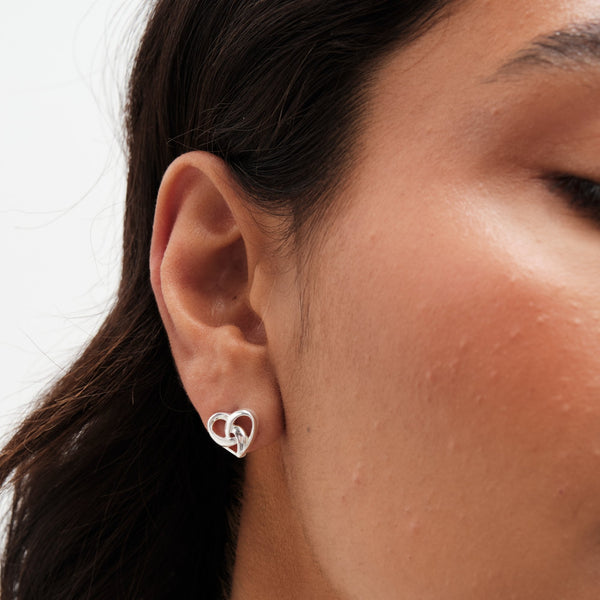 Simply Silver Sterling Silver 925 Knotted Heart Stud Earrings
