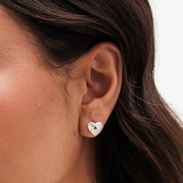 Simply Silver Sterling Silver 925 Polished Knot Heart Stud Earrings