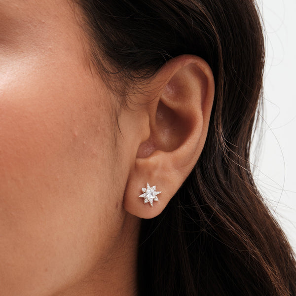 Simply Silver Sterling Silver 925 Cubic Zirconia Star Stud Earrings