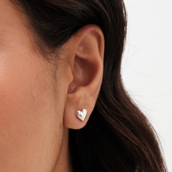 Simply Silver Sterling Silver 925 Polished Heart Stud Earrings