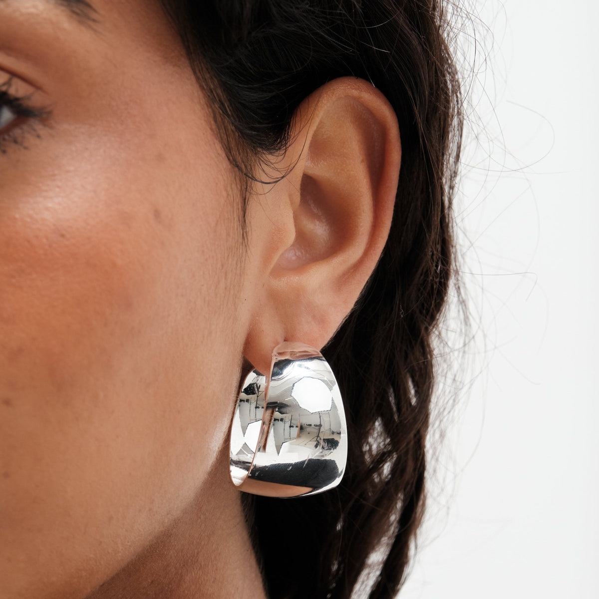 Mood Silver Recycled Cow Bell Hoop Earrings