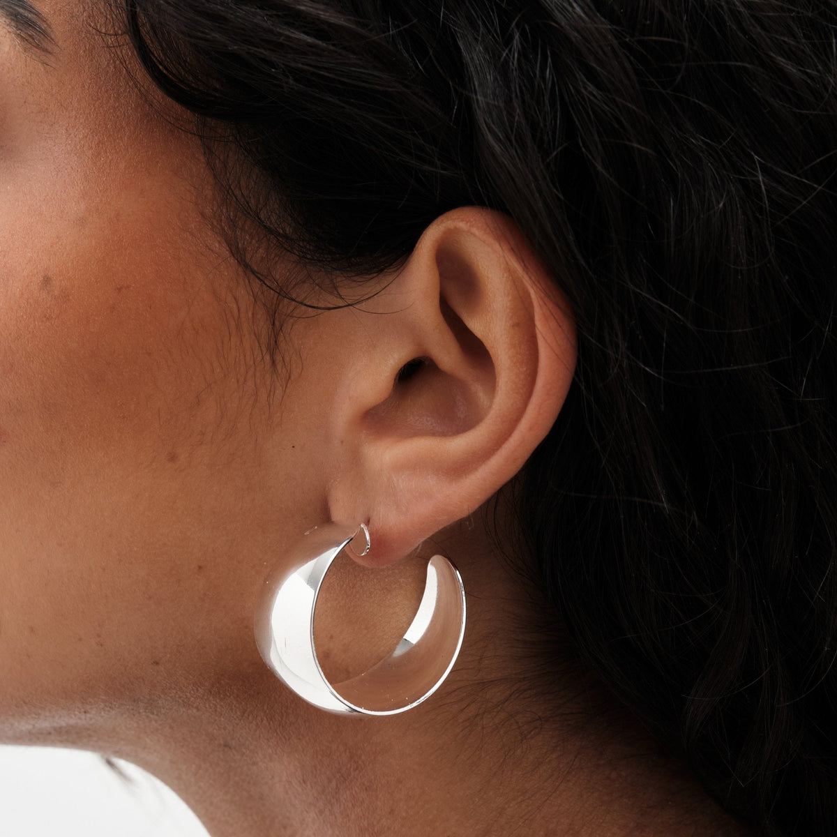 Mood Silver Recycled Cow Bell Hoop Earrings