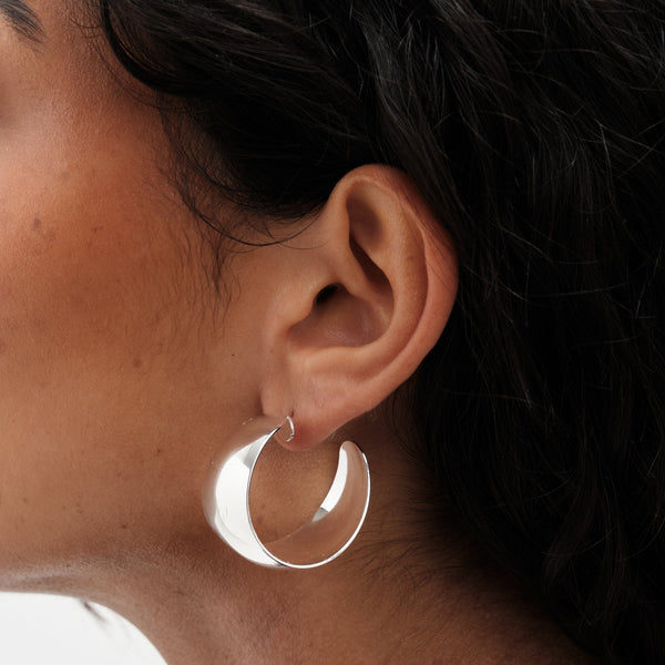 Mood Silver Recycled Cow Bell Hoop Earrings