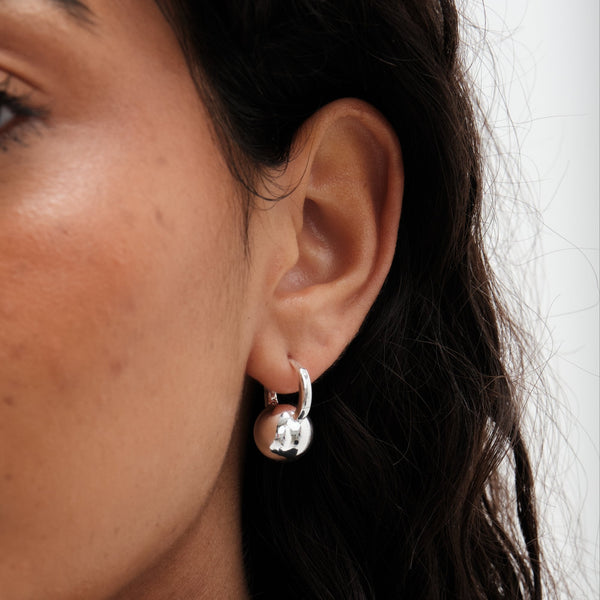 Mood Silver Recycled Polished Orb Hoop Earrings