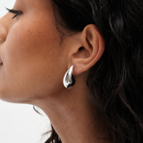Mood Silver Polished Dome Hoop Earrings - Pack of 2