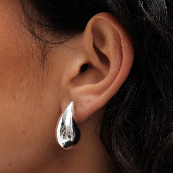 Mood Silver Polished Dome Hoop Earrings - Pack of 2