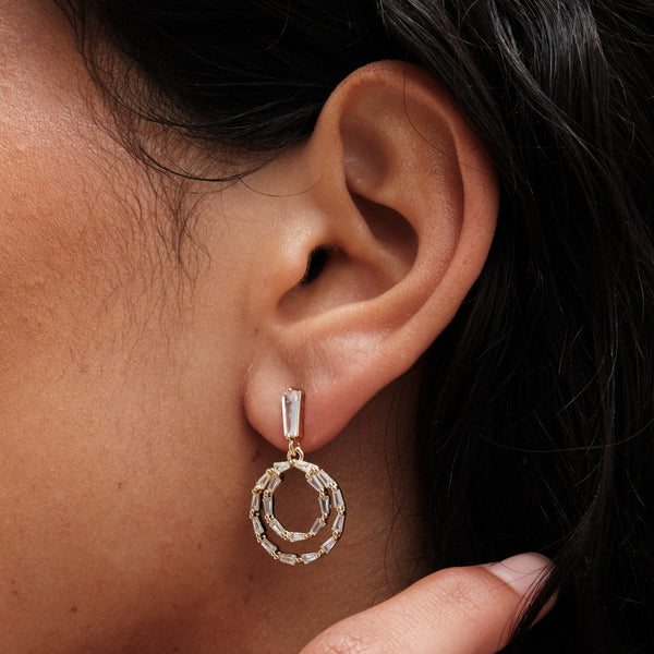 Mood Silver Crystal Cubic Zirconia Mini Forward Facing Drop Earrings