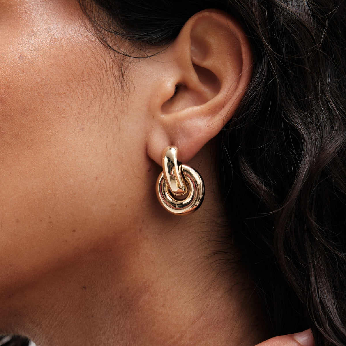 Mood Recycled Gold Round Doorknocker Drop Earrings