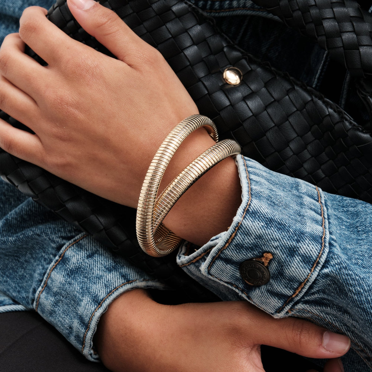 Mood Gold Spiral Double Cuff Bracelet