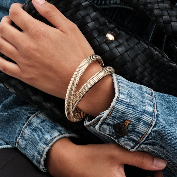 Mood Gold Spiral Double Cuff Bracelet
