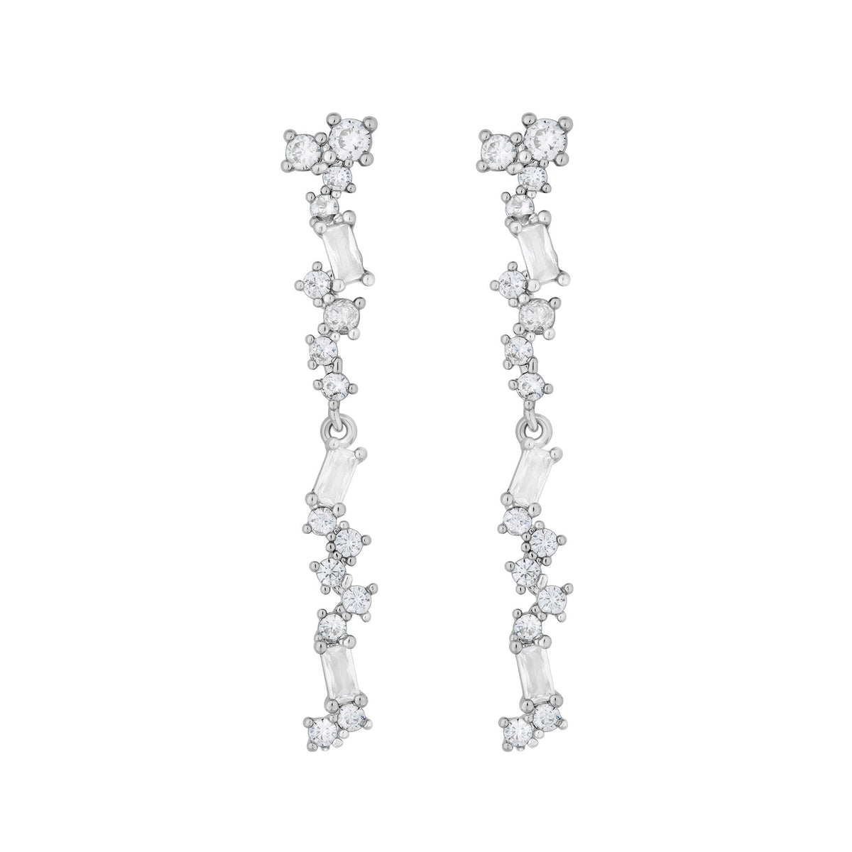 Jon Richard Rhodium Plated Scattered Stone Earrings