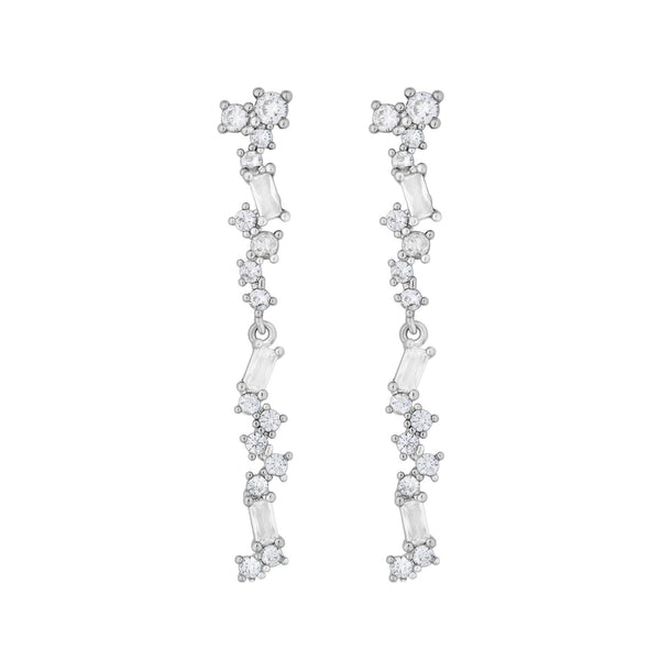 Jon Richard Rhodium Plated Scattered Stone Earrings