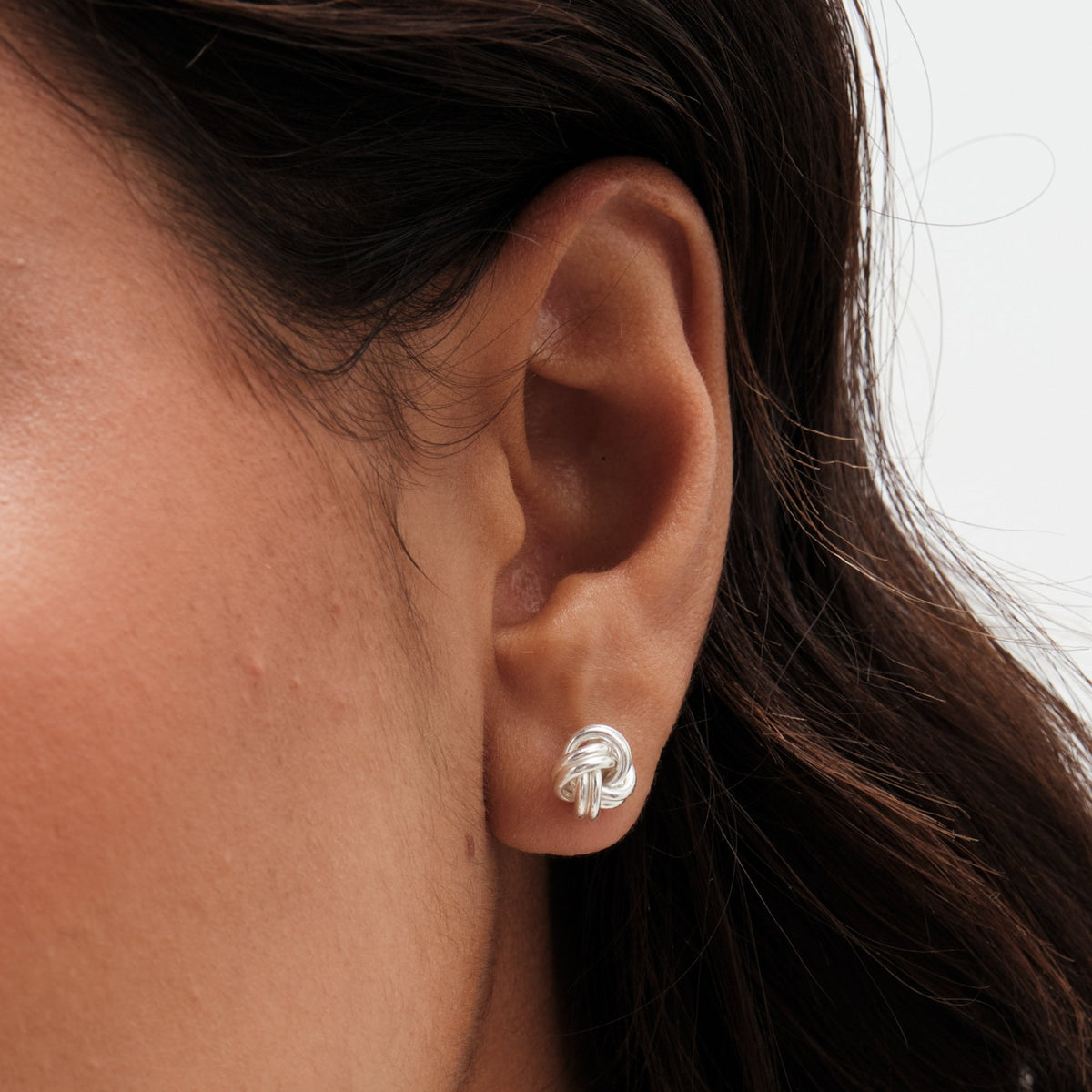 Simply Silver Sterling Silver 925 Polished Woven Knot Stud Earrings