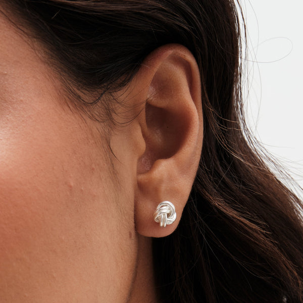 Simply Silver Sterling Silver 925 Polished Woven Knot Stud Earrings