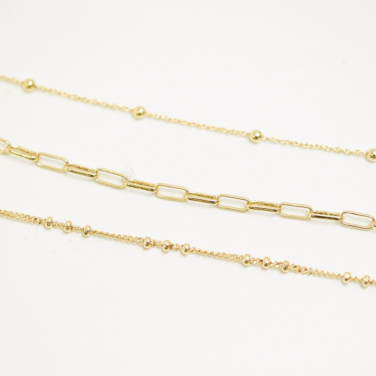 Mood Gold Polished Ball Fine Chain Necklaces - Pack of 3