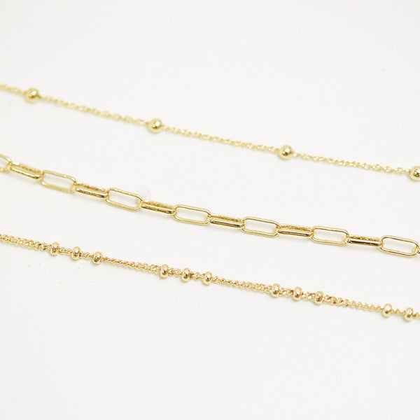 Mood Gold Polished Ball Fine Chain Necklaces - Pack of 3