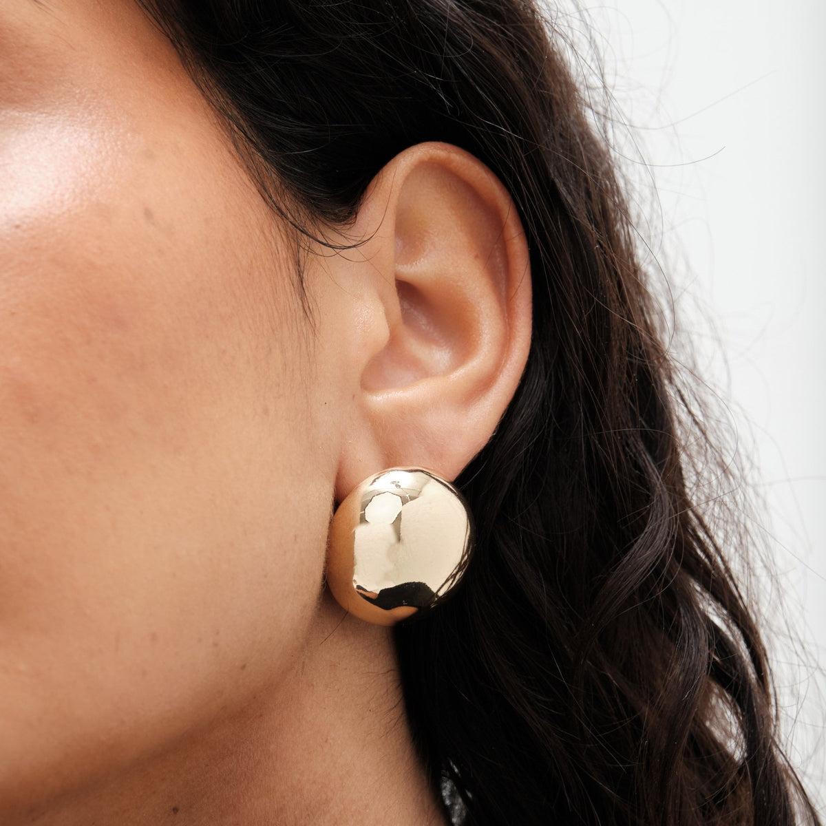 Mood Recycled Gold Polished Statement Dome Stud Earrings