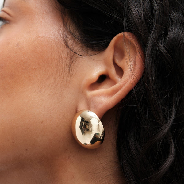 Mood Recycled Gold Polished Statement Dome Stud Earrings