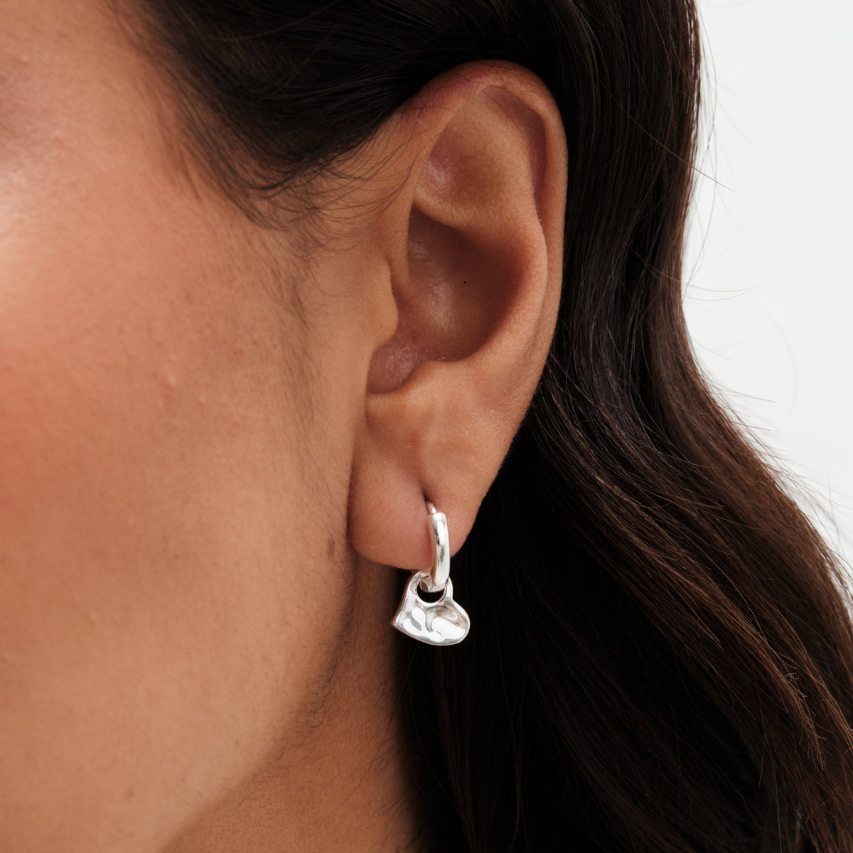 Simply Silver Sterling Silver 925 Polished Huggie Hoop Molten Heart Drop Earrings