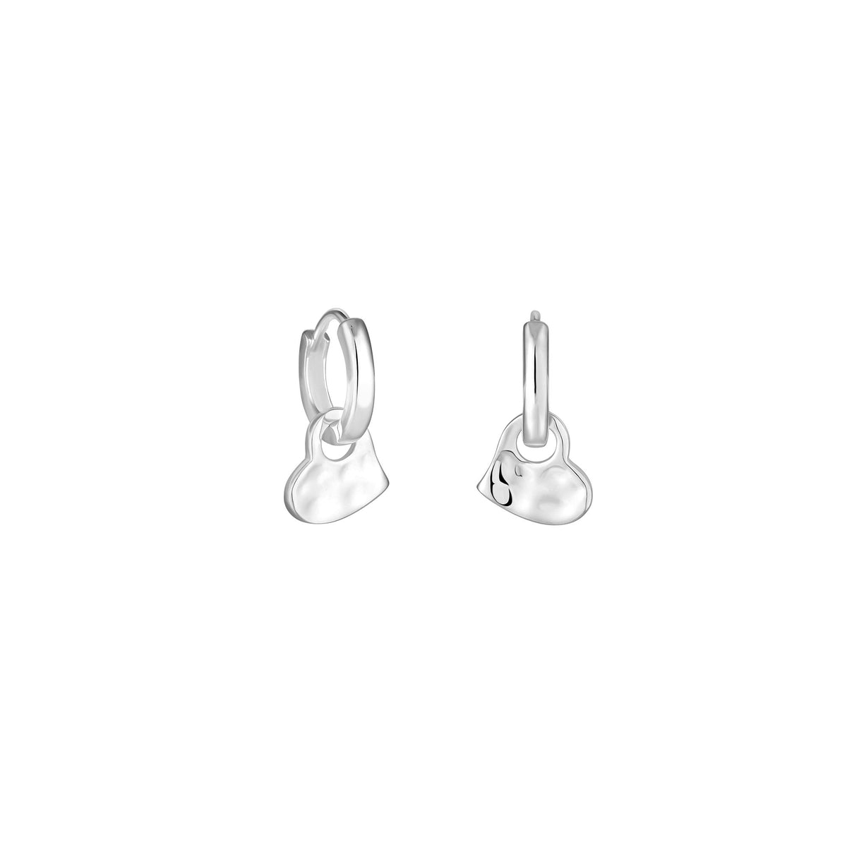 Simply Silver Sterling Silver 925 Polished Huggie Hoop Molten Heart Drop Earrings
