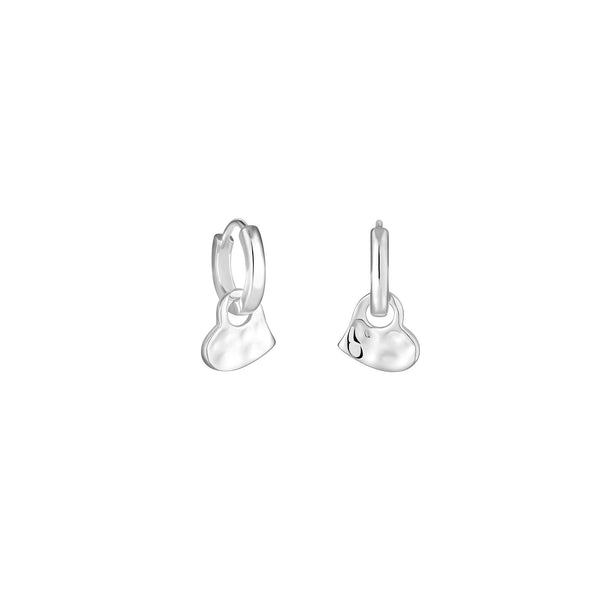 Simply Silver Sterling Silver 925 Polished Huggie Hoop Molten Heart Drop Earrings