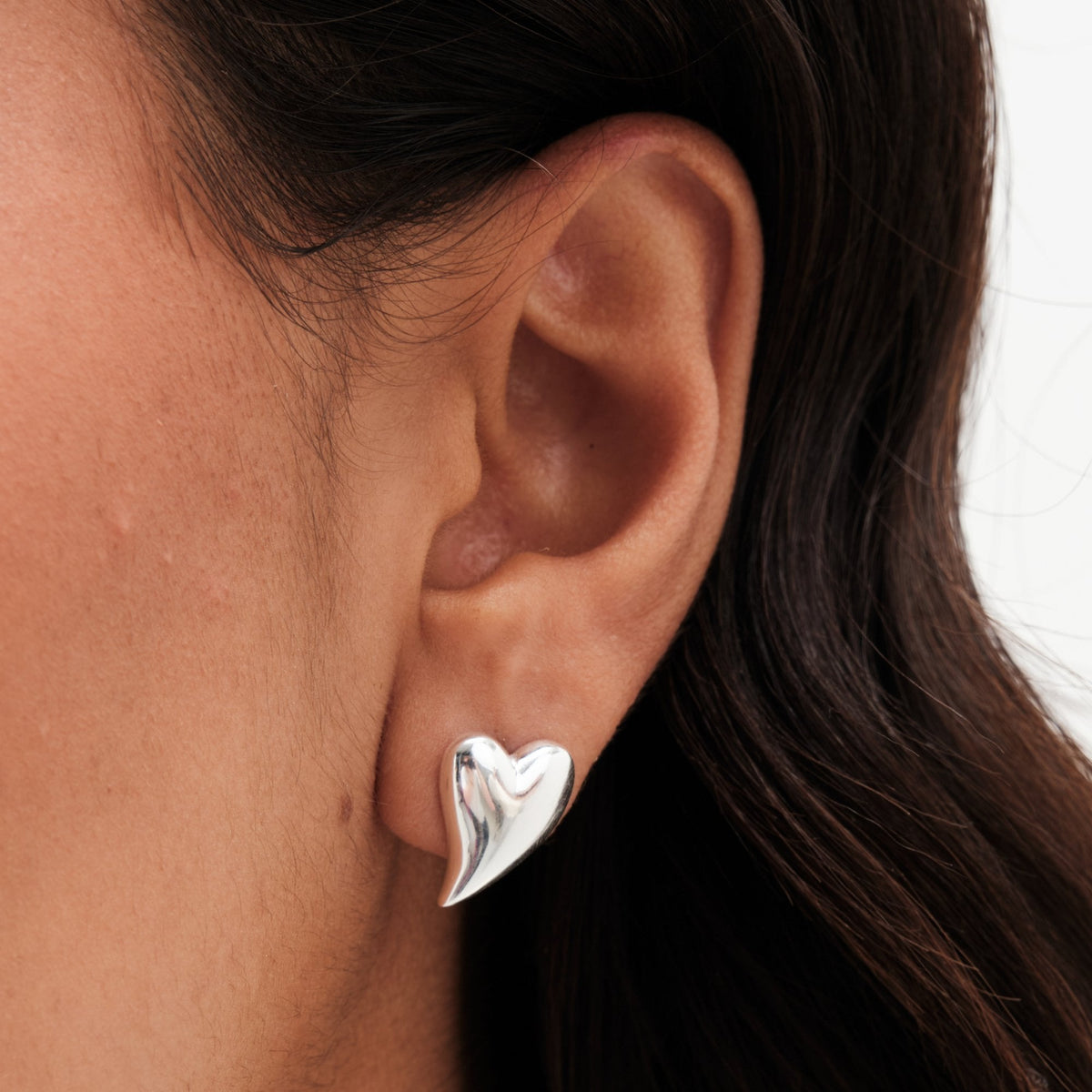 Simply Silver Sterling Silver 925 Polished Silver Tapered Heart Stud Earrings
