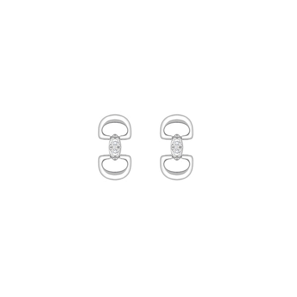 Simply Silver Sterling Silver 925 Polished and Cubic Zirconia Snaffle Drop Earrings