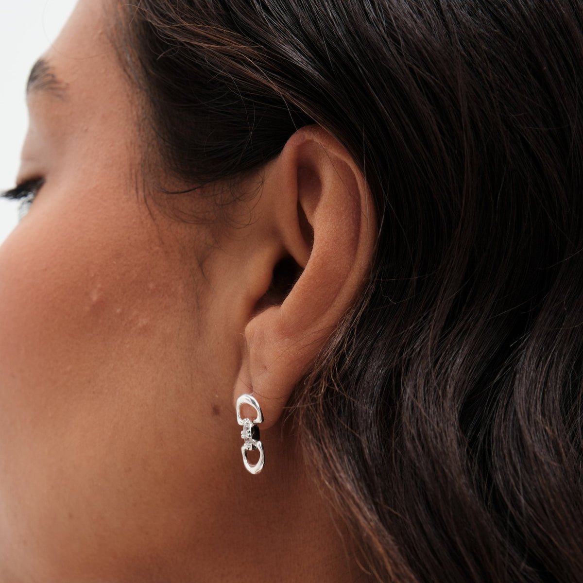 Simply Silver Sterling Silver 925 Polished and Cubic Zirconia Snaffle Drop Earrings