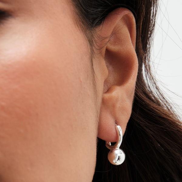 Simply Silver Sterling Silver 925 Polished Orb Huggie Hoop Earrings
