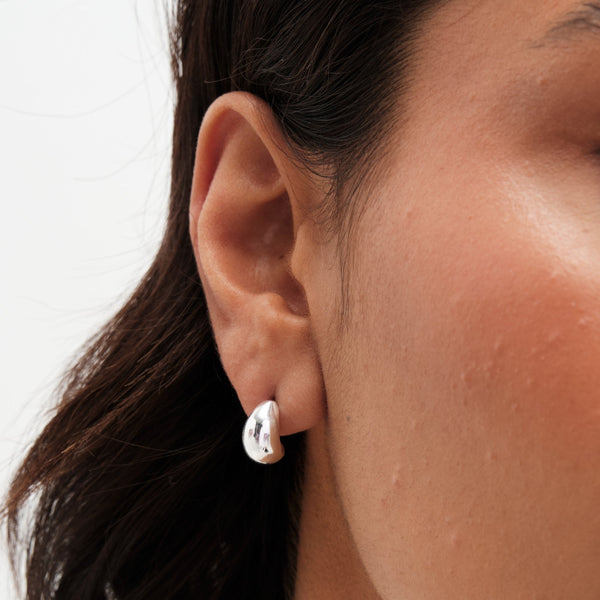 Simply Silver Sterling Silver 925 Polished Dome Hoop Earrings