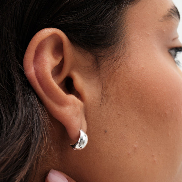 Simply Silver Sterling Silver 925 Polished Dome Hoop Earrings