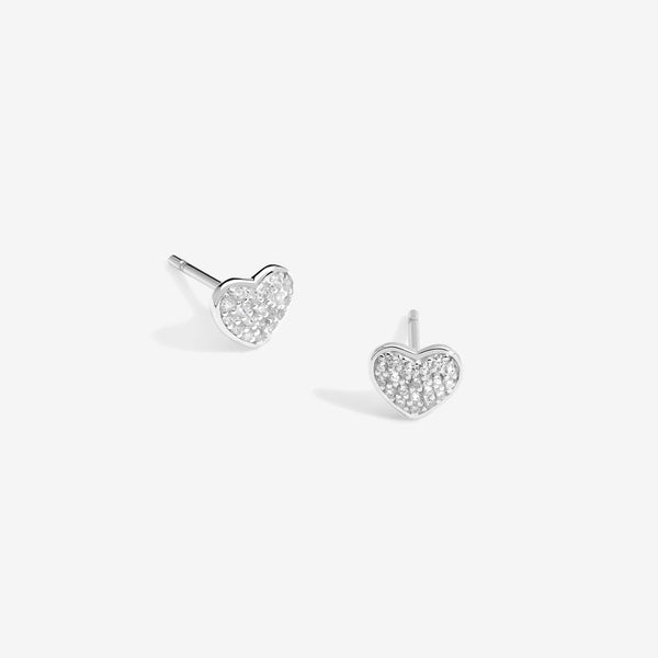 Simply Silver Sterling Silver 925 Pave Heart Stud Earrings