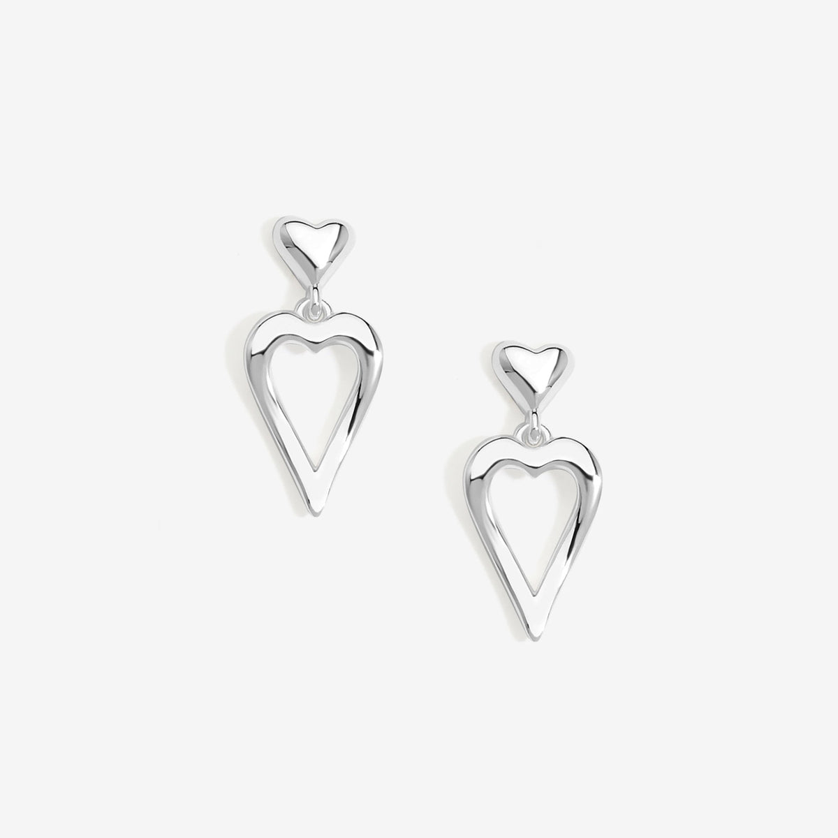 Simply Silver Sterling Silver 925 Polished Open Heart Drop Earrings