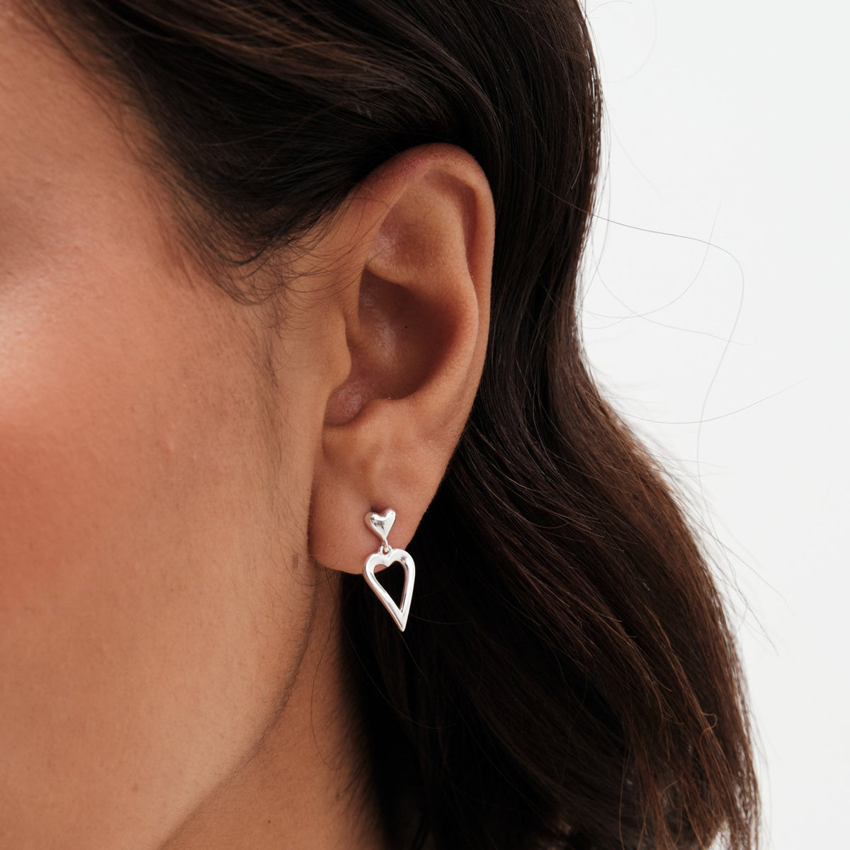Simply Silver Sterling Silver 925 Polished Open Heart Drop Earrings