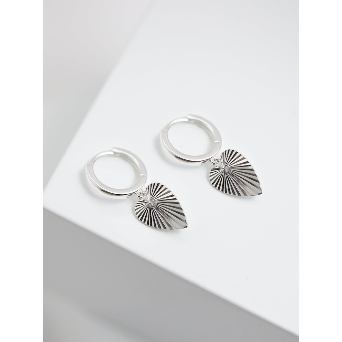 Simply Silver Sterling Silver 925 Polished Diamond Cut Heart Drop Earrings