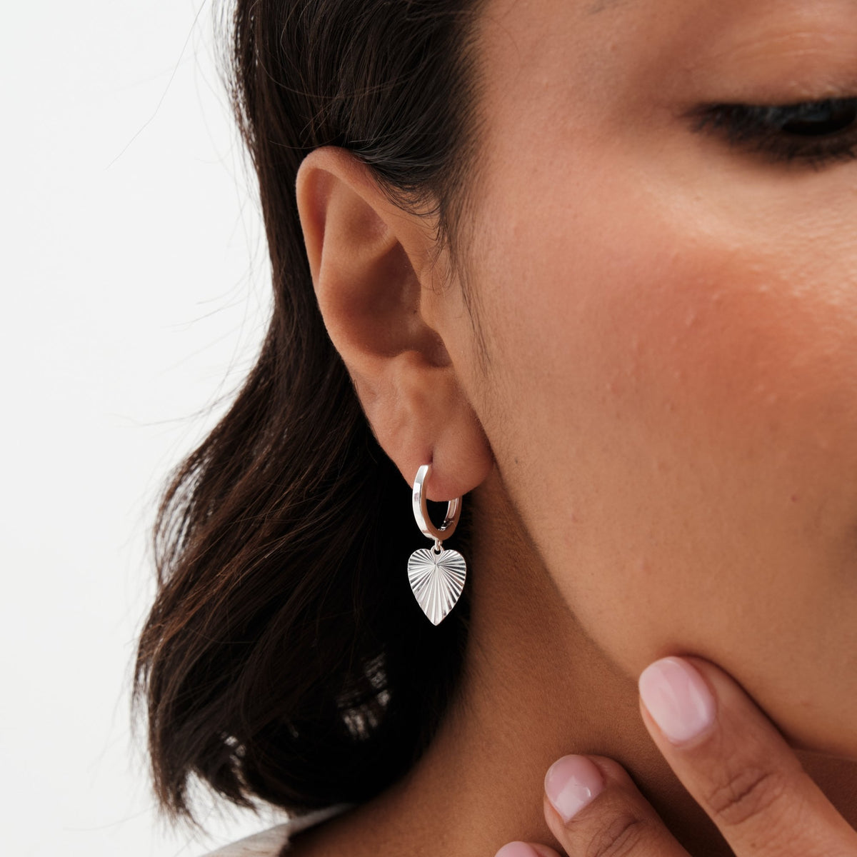 Simply Silver Sterling Silver 925 Polished Diamond Cut Heart Drop Earrings