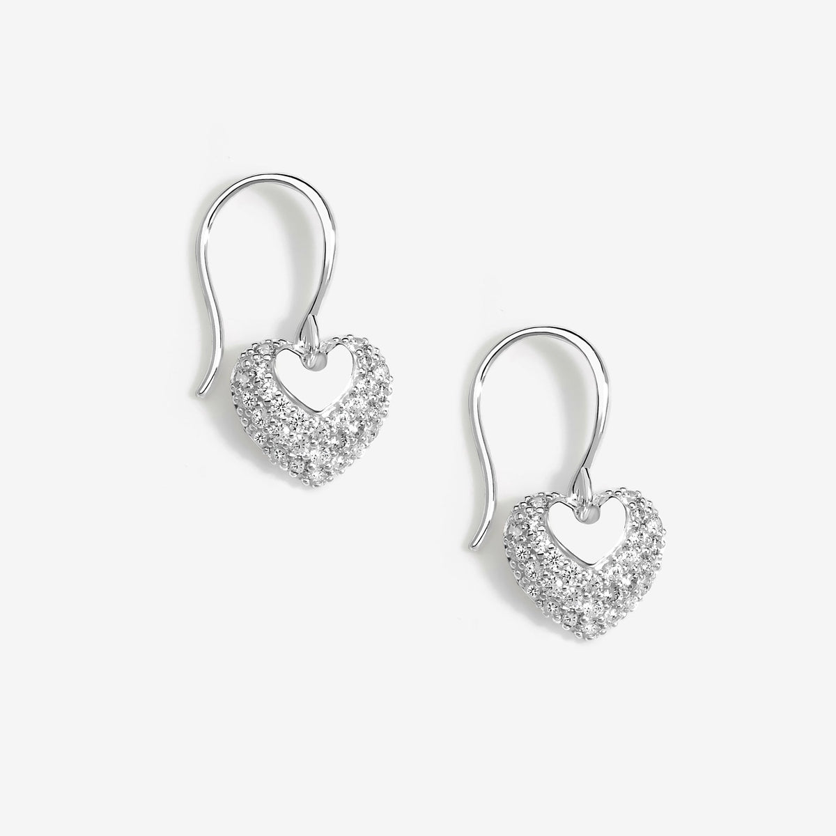 Simply Silver Sterling Silver 925 Fishhook Heart Drop Earrings