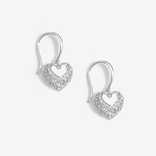 Simply Silver Sterling Silver 925 Fishhook Heart Drop Earrings