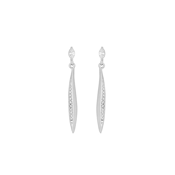 Simply Silver Sterling Silver 925 Cubic Zirconia Stick Drop Earrings