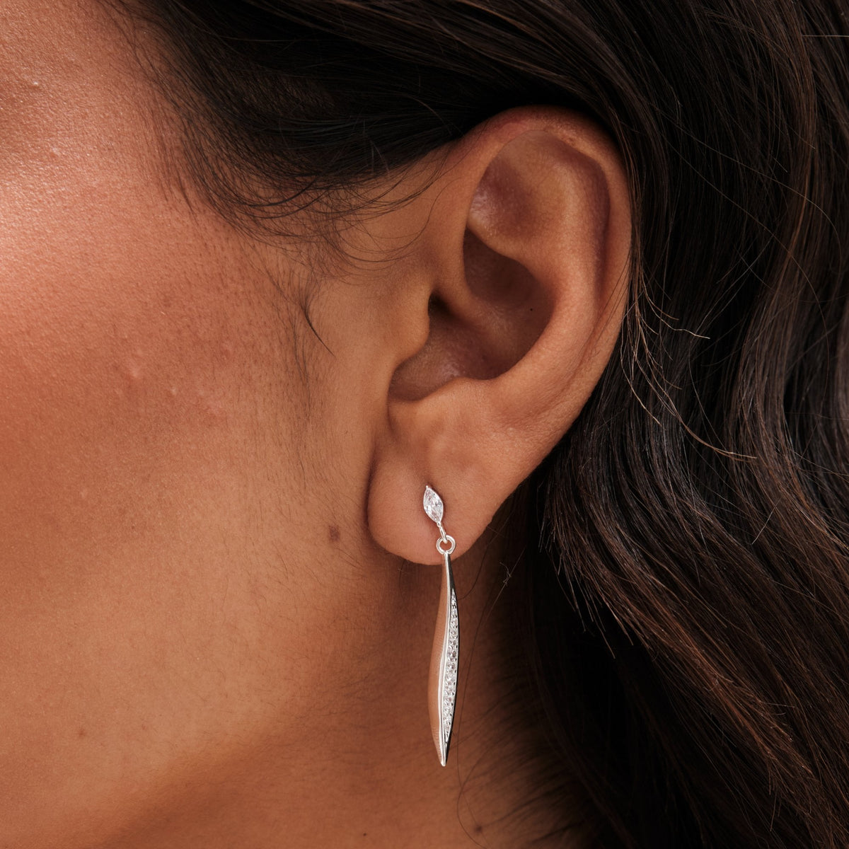 Simply Silver Sterling Silver 925 Cubic Zirconia Stick Drop Earrings