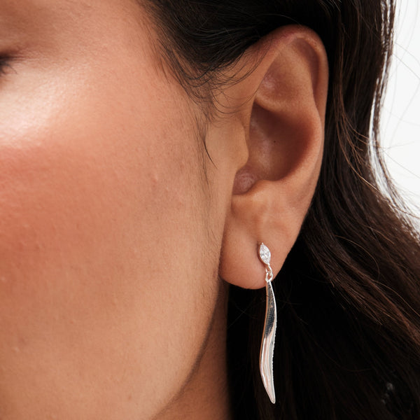Simply Silver Sterling Silver 925 Cubic Zirconia Stick Drop Earrings