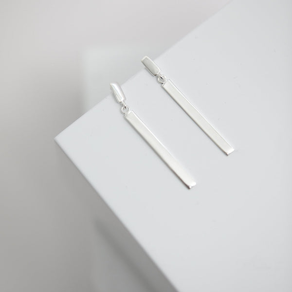 Simply Silver Sterling Silver 925 Polished Sleek Stick Drop Earrings