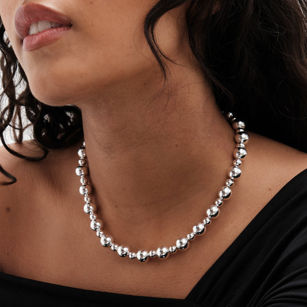 Mood Silver Polished Orb Necklace