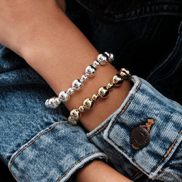 Mood Silver Polished Orb T-Bar Bracelet