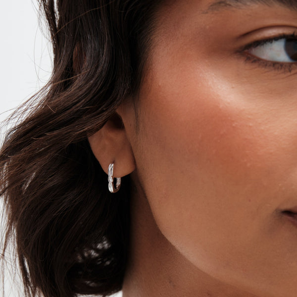 Simply Silver Sterling Silver 925 Polished Rectangular Twist Hoop Earrings