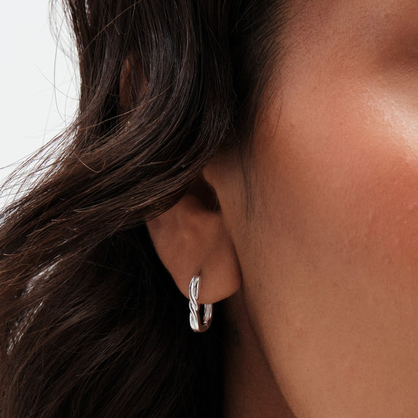 Simply Silver Sterling Silver 925 Polished Rectangular Twist Hoop Earrings