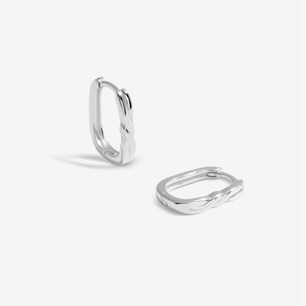 Simply Silver Sterling Silver 925 Polished Rectangular Twist Hoop Earrings